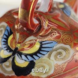Antique Kutani Japan Porcelain Tea Pot & Lid Floral Peacock Hand Painted Signed
