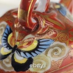 Antique Kutani Japan Porcelain Tea Pot & Lid Floral Peacock Hand Painted Signed
