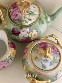 Antique LIMOGES JPL, Porcelain TEA SET-Teapot FRANCE