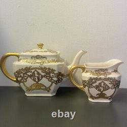 Antique Lenox Belleek Art Deco MSC Tee Set Includes Tea Pot & Creamer