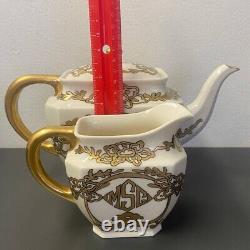 Antique Lenox Belleek Art Deco MSC Tee Set Includes Tea Pot & Creamer