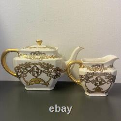 Antique Lenox Belleek Art Deco MSC Tee Set Includes Tea Pot & Creamer