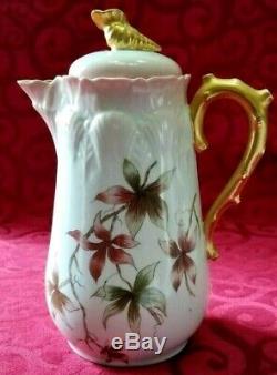 Antique Limoges Delinieres France D & C Porcelain Chocolate Pot, Coffee Pot Tea