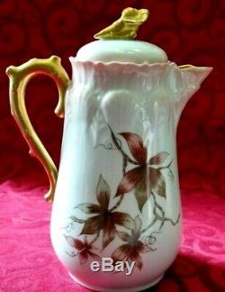 Antique Limoges Delinieres France D & C Porcelain Chocolate Pot, Coffee Pot Tea