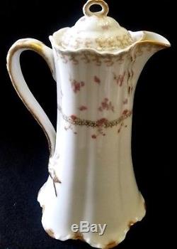Antique Limoges Haviland Pink Rose & Gold Chocolate Pot, Coffee Pot, Tea Pot 10