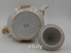 Antique Limoges Ornate Tea Set Floral Teapot Creamer & Sugar Bowl