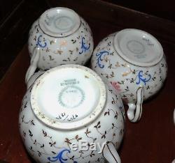 Antique Limoges Porcelain Tea Pot Set Old Paris Flowers Ahrenfeldt c. 1890's