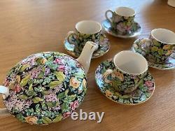 Antique Lord Nelson Tea Set Teapot And Four Matching Small Cups 5 Piece