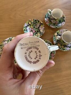 Antique Lord Nelson Tea Set Teapot And Four Matching Small Cups 5 Piece