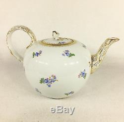Antique Meissen Porcelain Tea Set Tea Pot Creamer Sugar Bowl 3 Pcs