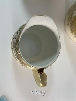 Antique Morimura Nippon Gold Moriage Rose Floral Tea Pot Set Sugar Bowl Creamer