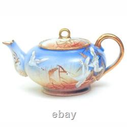 Antique NAGOYA SHOFU NIPPON Japan Tea Set Pot Creamer Cups Saucer FLYING SWANS
