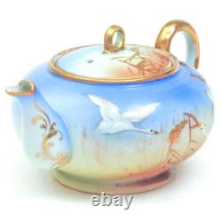 Antique NAGOYA SHOFU NIPPON Japan Tea Set Pot Creamer Cups Saucer FLYING SWANS