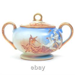 Antique NAGOYA SHOFU NIPPON Japan Tea Set Pot Creamer Cups Saucer FLYING SWANS