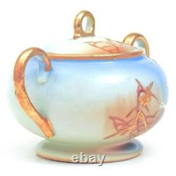 Antique NAGOYA SHOFU NIPPON Japan Tea Set Pot Creamer Cups Saucer FLYING SWANS