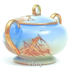 Antique NAGOYA SHOFU NIPPON Japan Tea Set Pot Creamer Cups Saucer FLYING SWANS