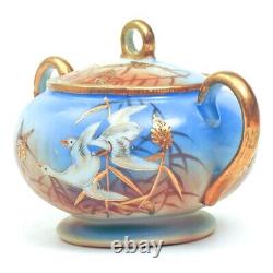 Antique NAGOYA SHOFU NIPPON Japan Tea Set Pot Creamer Cups Saucer FLYING SWANS