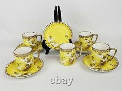 Antique Nippon Morimura Rare Yellow Flying Geese Swan Chocolate tea pot set