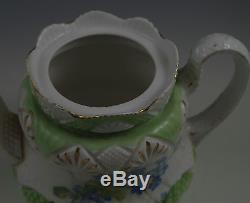 Antique Nouveau Rs Prussia Porcelain Tea Set Teapot Sugar Bowl Creamer Marked