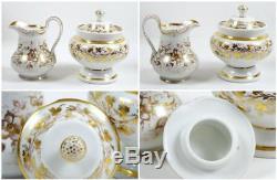 Antique Old Paris Teapot Tea Set 2 Figural Spout Pots Cream Sugar with 3 Tea Cups