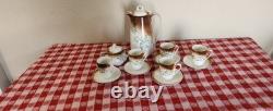Antique P V Vessra Art Nouveau Flowers Hand Painted TEA POT SET -14 PIECES