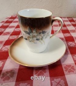 Antique P V Vessra Art Nouveau Flowers Hand Painted TEA POT SET -14 PIECES