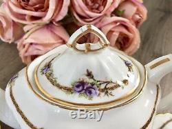 Antique Paragon China Tea Set with Teapot Star Ware Shape Purple Flowers Violets