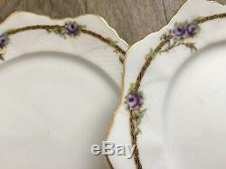 Antique Paragon China Tea Set with Teapot Star Ware Shape Purple Flowers Violets