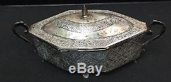 Antique Persian Tea Set. Tray, 2 Dishes And Sugar Bowl. 1622.6 Grams