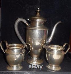Antique Pilgrim Sterling Silver Tea Pot Sugar & Creamer Tea Set