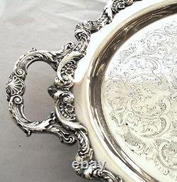Antique Poole Silver Plate Old English Tea Pot Tray 5pc Art Nouveau Serving Set