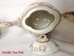 Antique Porcelain Tea Pot with Creamer & SugarUnmarked Dresden Style Tea Set