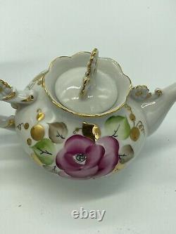 Antique Porcelain Teapot Set, Large And Small With Pink Floral Design