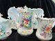 Antique Rs Prussia Tea Set Pansies Teapot Sugar Bowl Creamer Tray Folded Poppy
