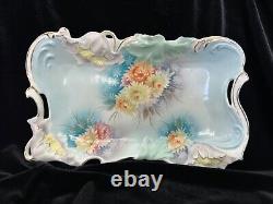 Antique RS Prussia Tea Set Pansies Teapot Sugar Bowl Creamer Tray Folded Poppy