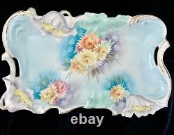 Antique RS Prussia Tea Set Pansies Teapot Sugar Bowl Creamer Tray Folded Poppy