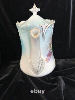 Antique RS Prussia Tea Set Pansies Teapot Sugar Bowl Creamer Tray Folded Poppy