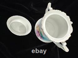 Antique RS Prussia Tea Set Pansies Teapot Sugar Bowl Creamer Tray Folded Poppy