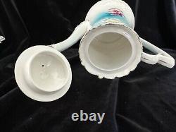 Antique RS Prussia Tea Set Pansies Teapot Sugar Bowl Creamer Tray Folded Poppy