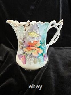 Antique RS Prussia Tea Set Pansies Teapot Sugar Bowl Creamer Tray Folded Poppy