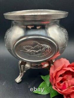 Antique Rare Reed & Barton 1891 Silver Plated Cherubs Coffee/Tea Pot Set #2814