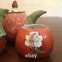 Antique Royal Bayrueth Figural Strawberry Porcelain Tea Set Sugar Creamer Teapot