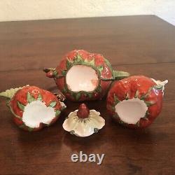 Antique Royal Bayrueth Figural Strawberry Porcelain Tea Set Sugar Creamer Teapot