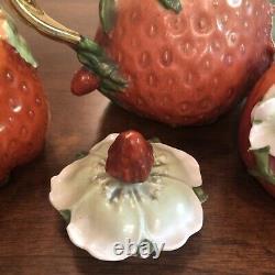 Antique Royal Bayrueth Figural Strawberry Porcelain Tea Set Sugar Creamer Teapot