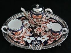 Antique Royal Crown Derby King Imari 19th C. TEAPOT SUGAR BOWL CREAMER TRAY SET