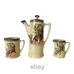 Antique Royal Doulton English Pottery Coffee Pot & Creamer Teatime Set