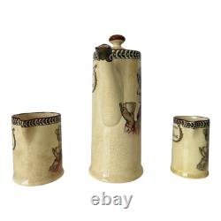 Antique Royal Doulton English Pottery Coffee Pot & Creamer Teatime Set