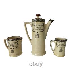 Antique Royal Doulton English Pottery Coffee Pot & Creamer Teatime Set