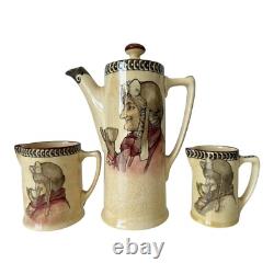 Antique Royal Doulton English Pottery Coffee Pot & Creamer Teatime Set