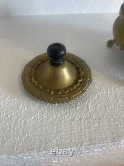 Antique S. STERNAU SS & Co. Brass Tilting Tea Pot with Stand & Burner Pat 1892